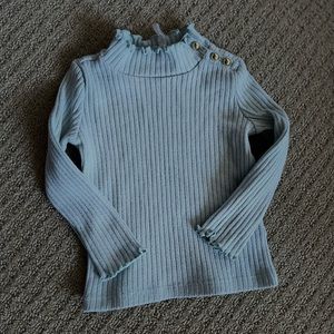 Janie and Jack-Toddler Girl 12-18 Month Ribbed Mock Neck Sage Green